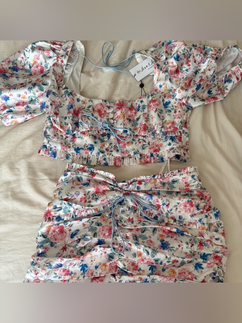 For love and lemons Juliet watercolor floral two piece skirt set